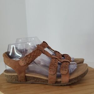 Aetrex Reese Adjustable Gladiator Sandal Cognac Brown Women's Size 8.5